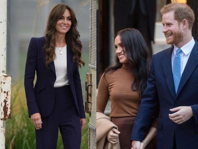 Kate Middleton and Prince Harry with Meghan Markle