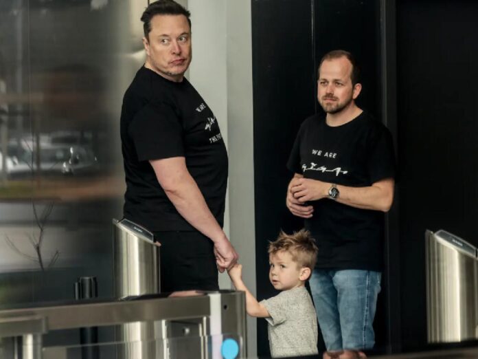Elon Musk with his son X (Credit: Page Six)
