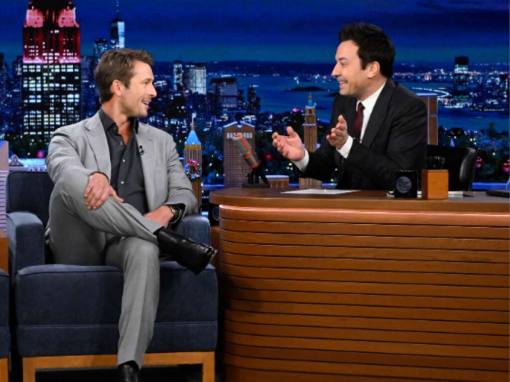 Glen Powell on 'The Tonight Show With Jimmy Fallon' (Credit: NBC)