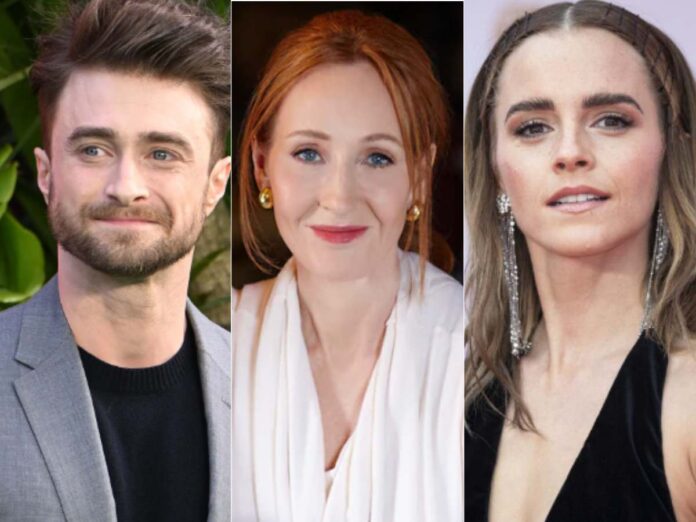 Daniel Radcliffe, JK Rowling and Emma Watson