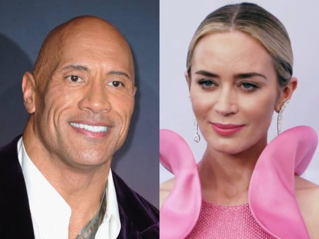 Dwayne Johnson (left) and Emily Blunt (right)