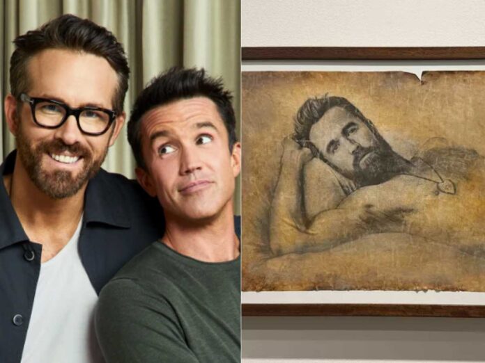 Ryan Reynolds and Rob McElhenney (L) and snapshot from Reynold's video (R)