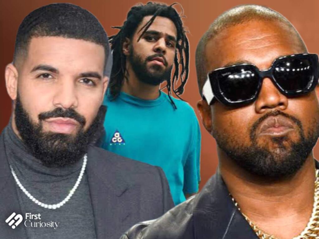 Drake, J cole, and Kanye West