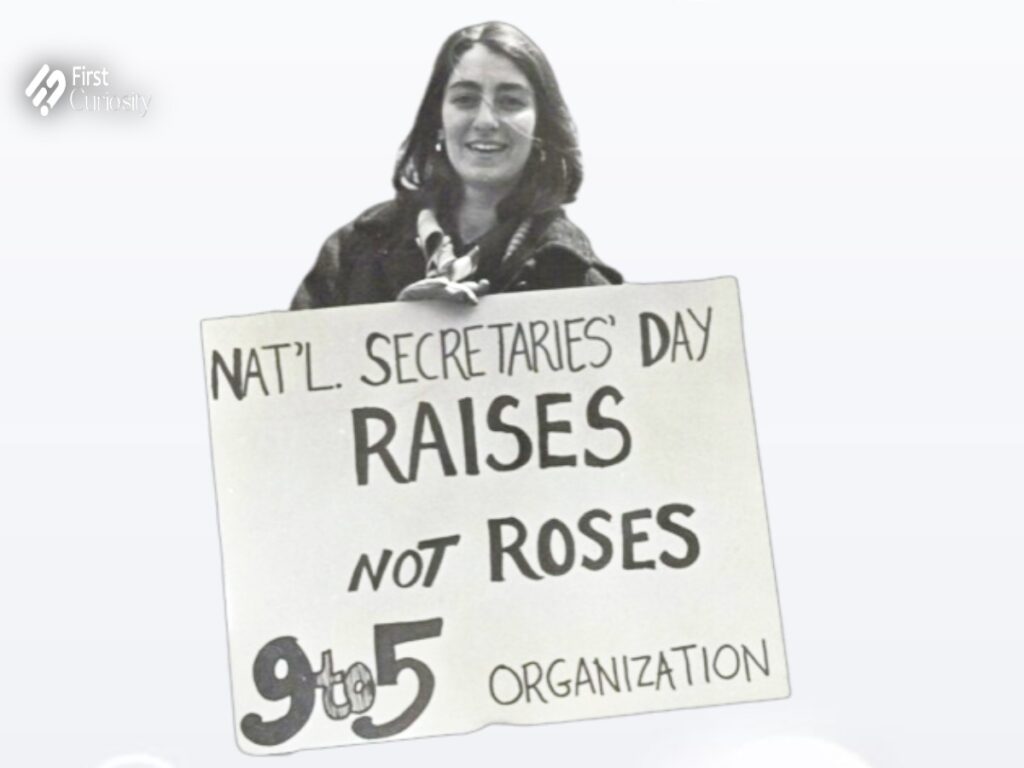 Karen Nussbaum during a 9to5 protest