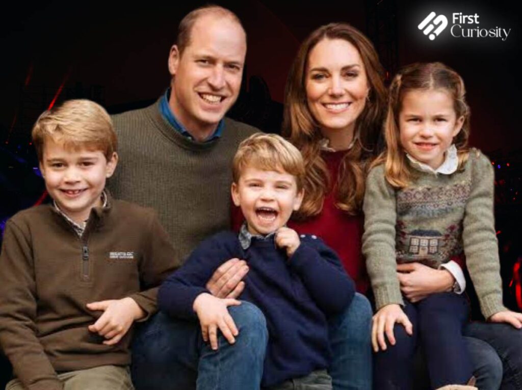 Kate Middleton and Prince William with their family