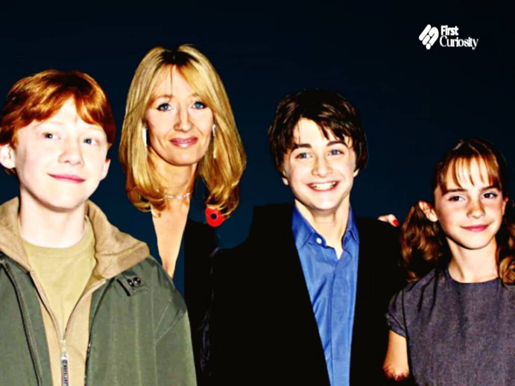 JK Rowling with the 'Harry Potter' cast  