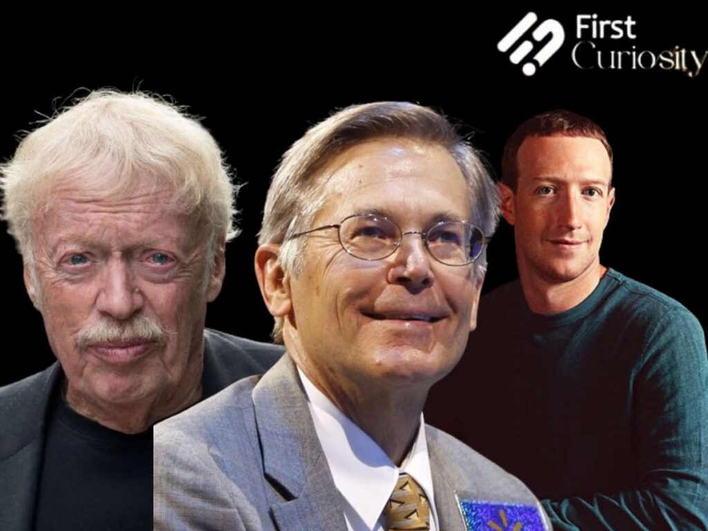 Billionaires Phil Knight, Jim Whalton and Mark Zuckerberg