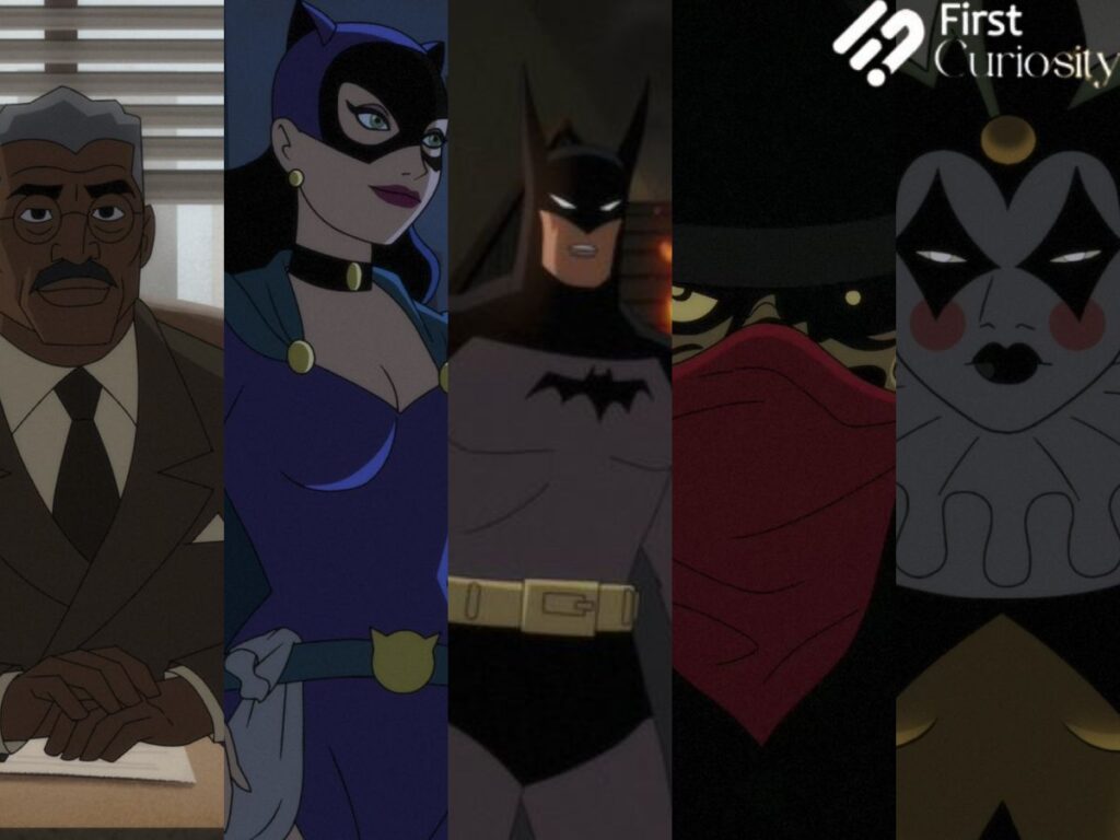 Jim Gordon, Catwoman, Batman, Clayface And Harley Quinn in 'Batman: Caped Crusader' 