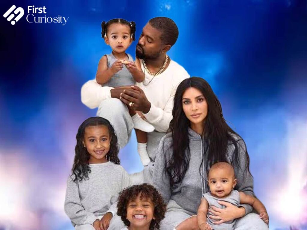 Kanye West and Kim Kardashian With Their Kids