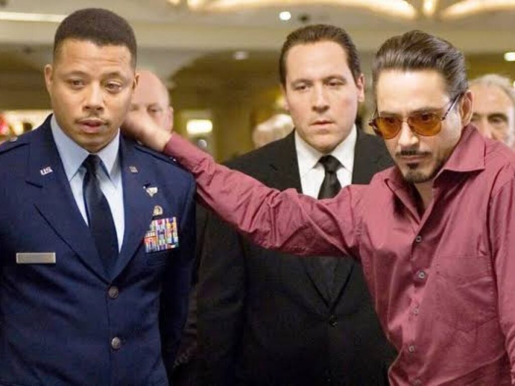 Terrence Howard and Robert Downey Jr in Iron Man