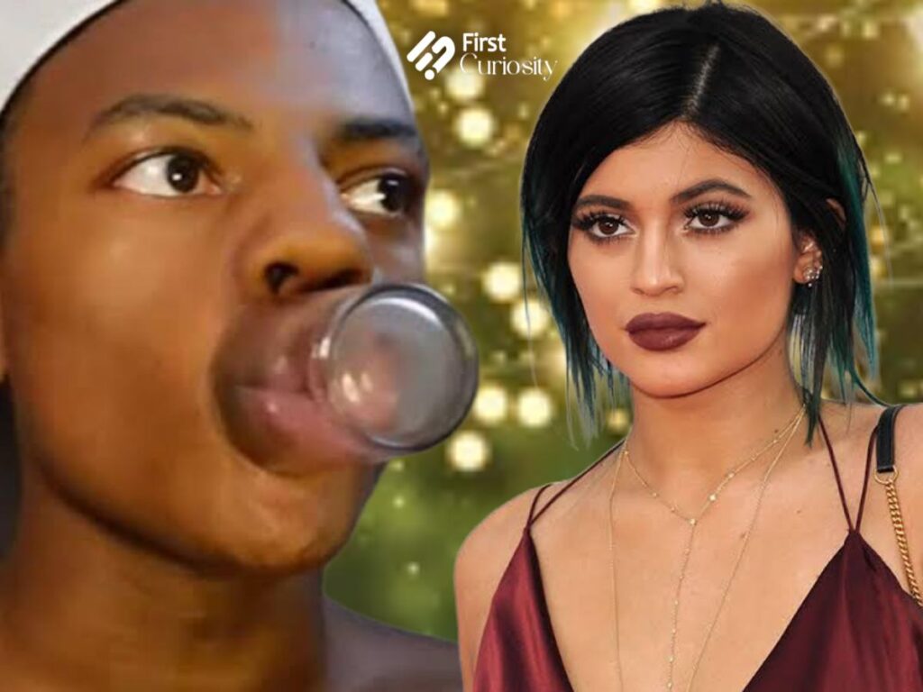 Popular YouTube streamer IShowSpeed doing The Kylie Jenner Lip Challenge