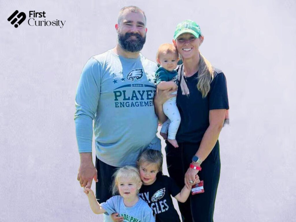 Jason and Kylie Kelce with their children