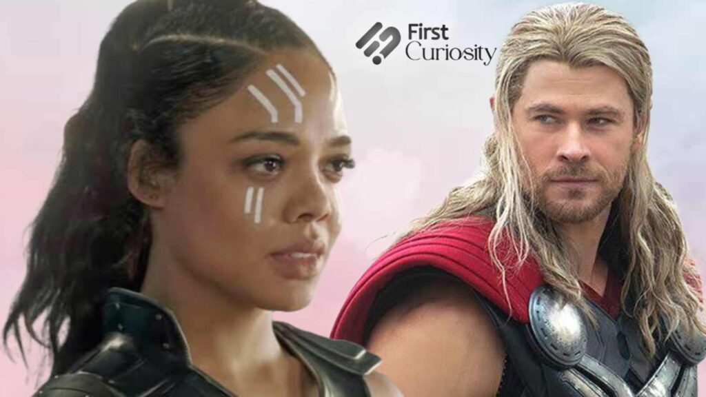 Tessa Thompson as King Valkyrie and Chris Hemsworth as Thor 