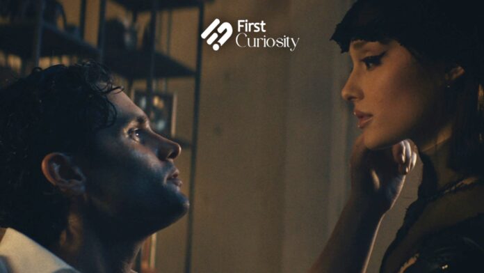 Penn Badgley and Ariana Grande in 'The Boy Is Mine' music video