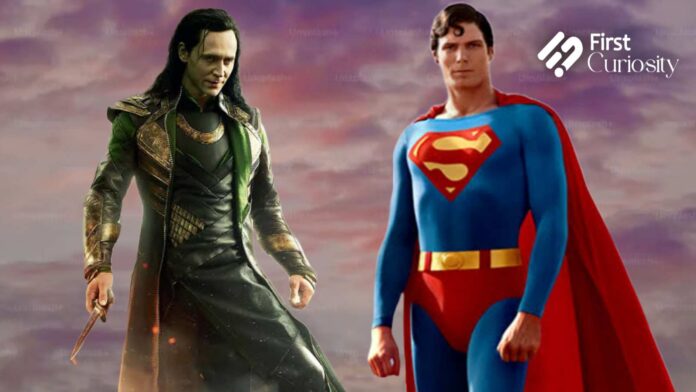 Tom Hiddleston as Loki and Christopher Reeve as Superman