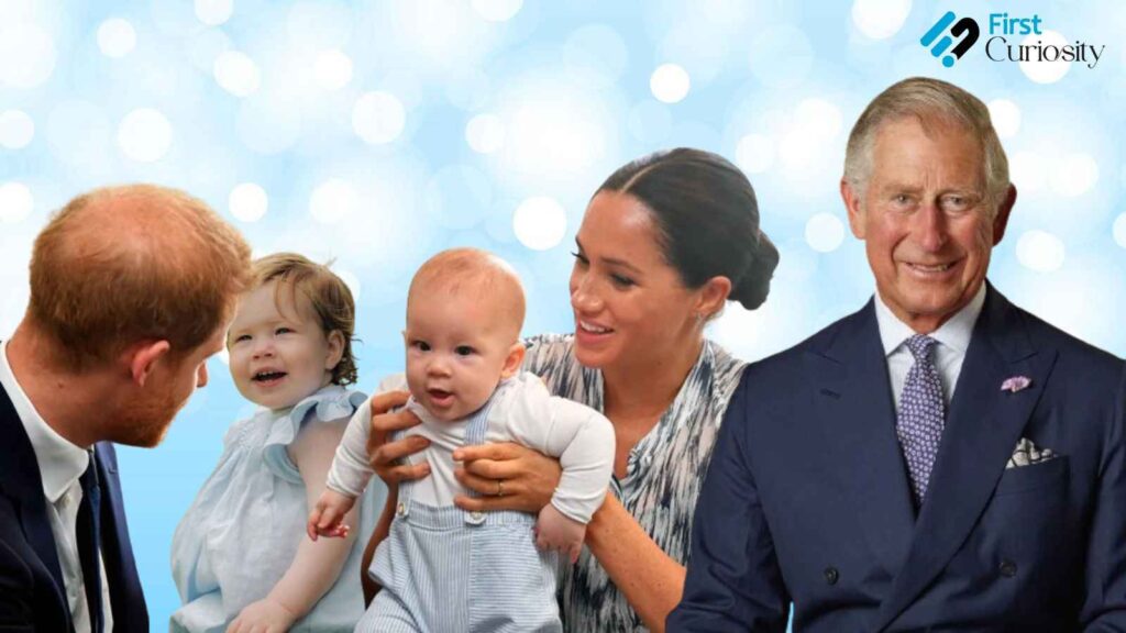 Harry and Meghan with their children Archie and Lilibeth, King Charles