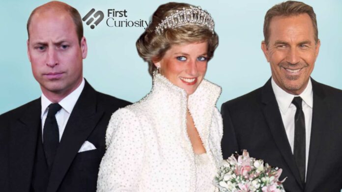 Prince William, Princess Diana and Kevin Costner