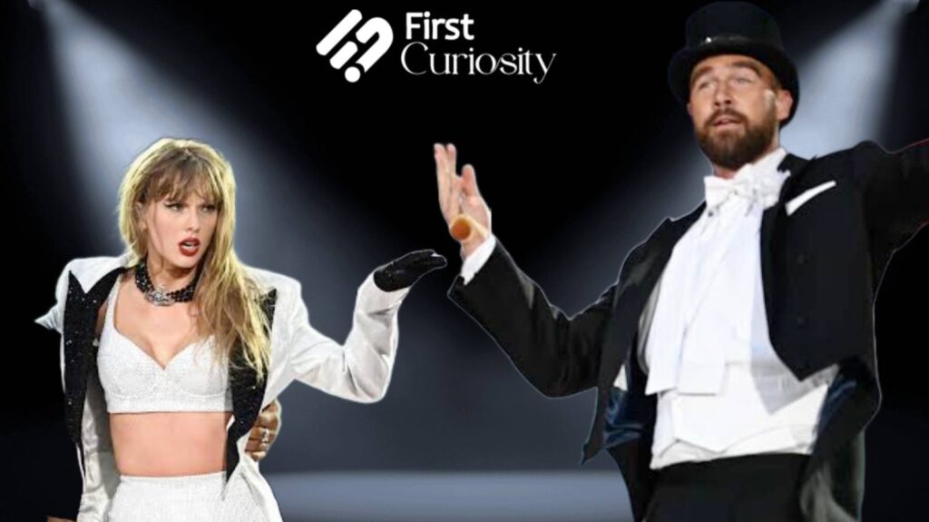 Taylor Swift and Travis Kelce performing on stage