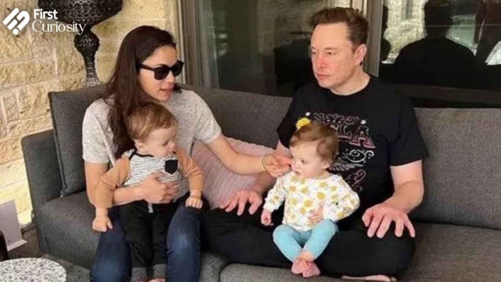 Shivon Zilis and Elon Musk with the twins