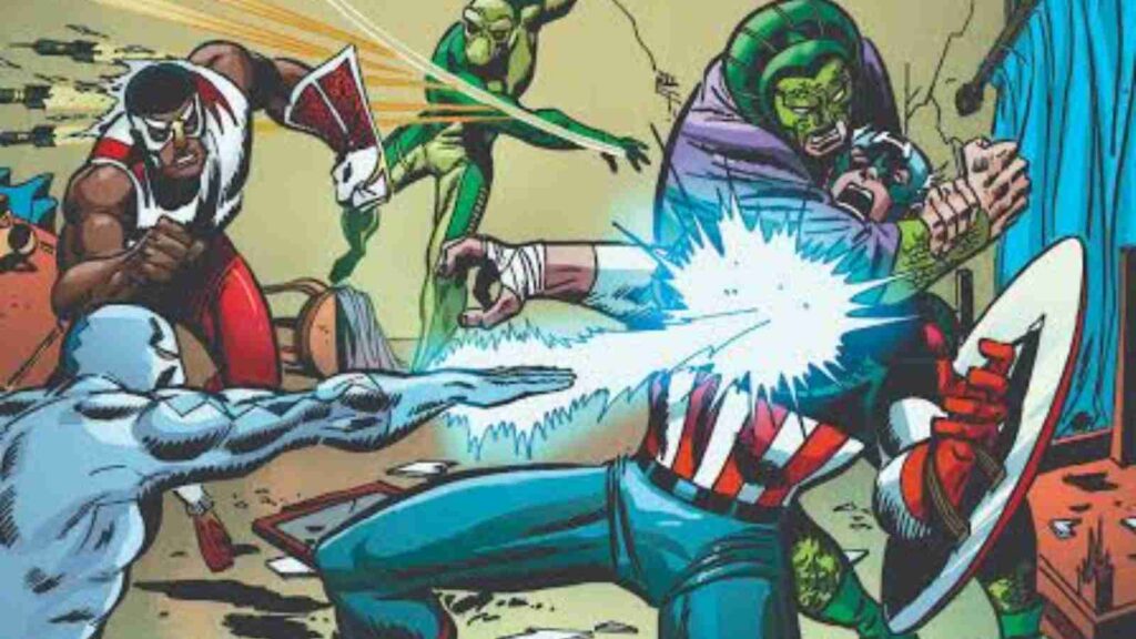 Captain America fighting the Serpents