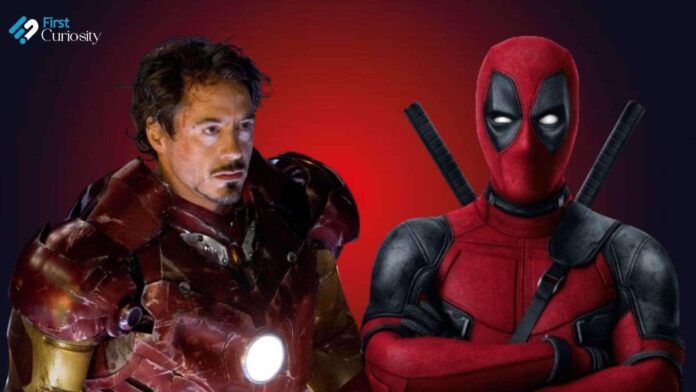 Robert Downey Jr as Iron Man and Ryan Reynolds as Deadpool