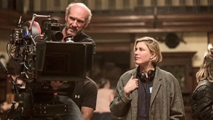 Greta Gerwig on the sets of 'Little Women'