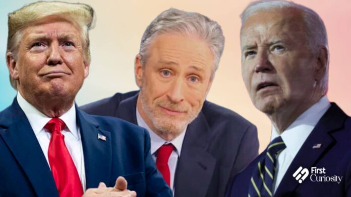 Donald Trump, Jon Stewart and Joe Biden