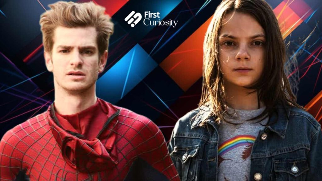 Andrew Garfield and Dafne Keen as Laura in 'Logan'