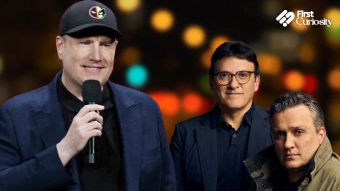 (L) Kevin Feige and (R) the Russo brothers