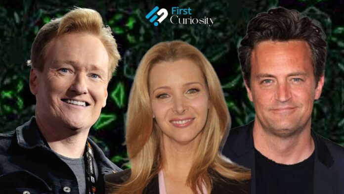 Conan O'Brien (Left), Lisa Kudrow (Center), and Matthew Perry (Right)