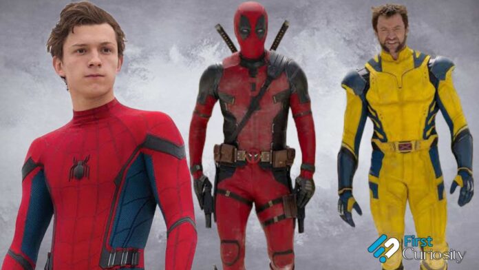 (L to R) Tom Holland as Spider-Man, Ryan Reynolds as Deadpool, and Hugh Jackman as Wolverine (Image: Marvel)