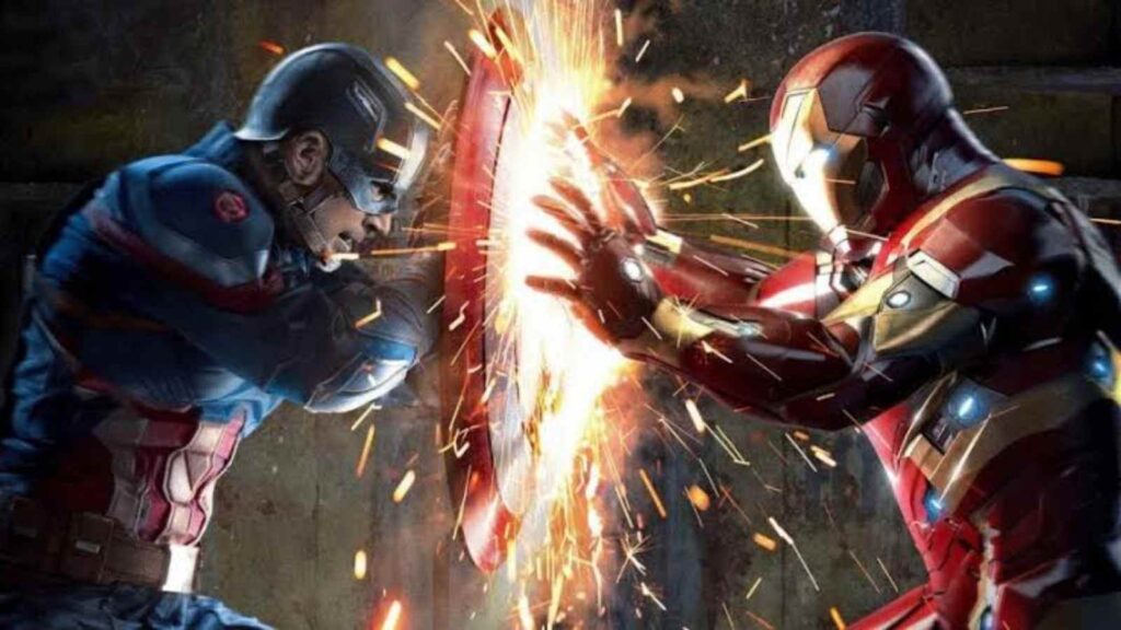 (L) Chris Evans as Captain America and (R) Robert Downey Jr. as Iron Man (Image: Marvel)