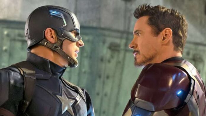 (L) Chris Evans as Captain America and (R) Robert Downey Jr. as Iron Man (Image: Marvel)