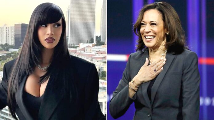 Cardi B (L) and Kamala Harris (R) (Images: Instagram @iamcardib/AP)