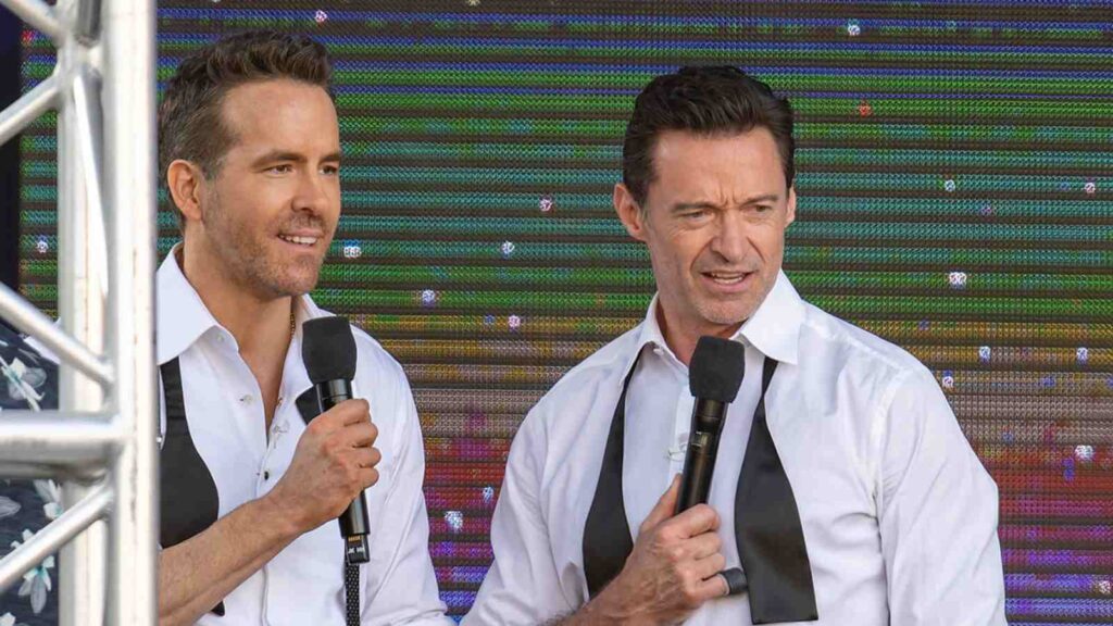 Ryan Reynolds and Hugh Jackman for 'Jimmy Kimmel Live' (Image: ABC)