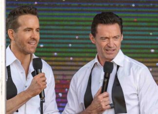 Ryan Reynolds and Hugh Jackman for 'Jimmy Kimmel Live' (Image: ABC)