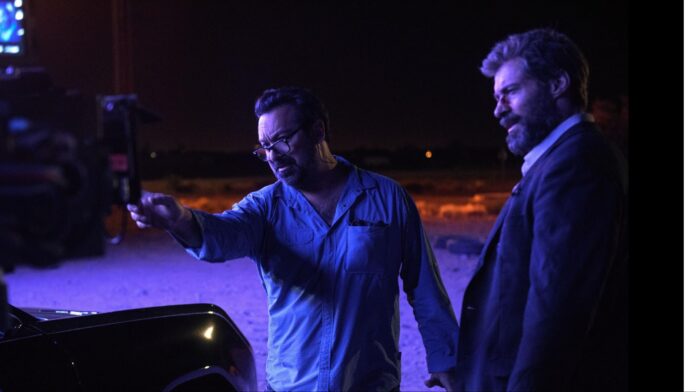 James Mangold and Hugh Jackman during 'Logan' shoot (Image: Marvel)