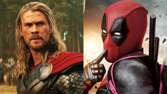 (L) Chris Hemsworth as Thor and (R) Ryan Reynolds as Deadpool (Image: Marvel)