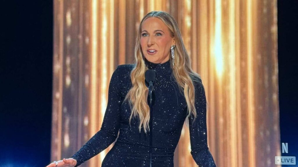 Nikki Glaser on 'The Roast of Tom Brady' (Image: Netflix)