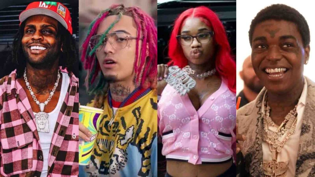 (L to R) Chief Keef, Lil Pump, Sexy Redd, and Kodak Black (Image: instagram @chieffkeeffsosa, @sexyredd, @kodakblack, youtube @Lilpump)