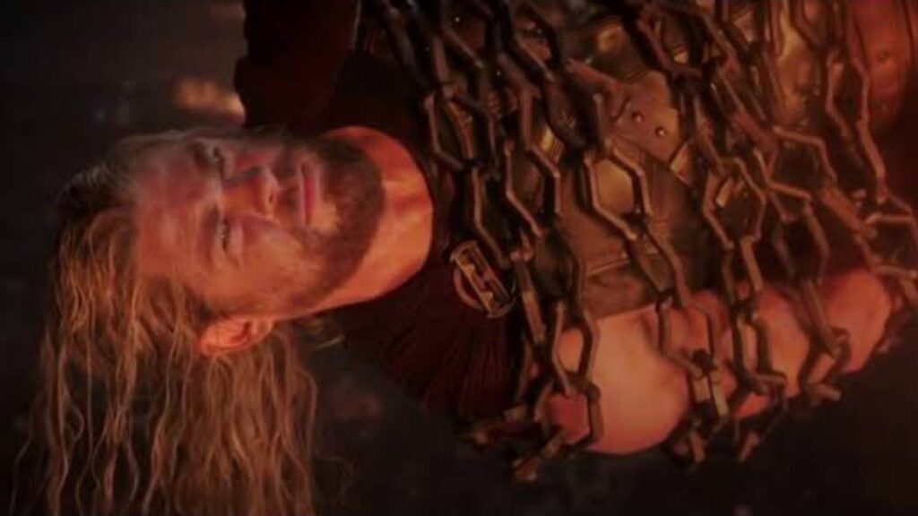 Thor bound in chains in Thor: Ragnarok (Image: Marvel)