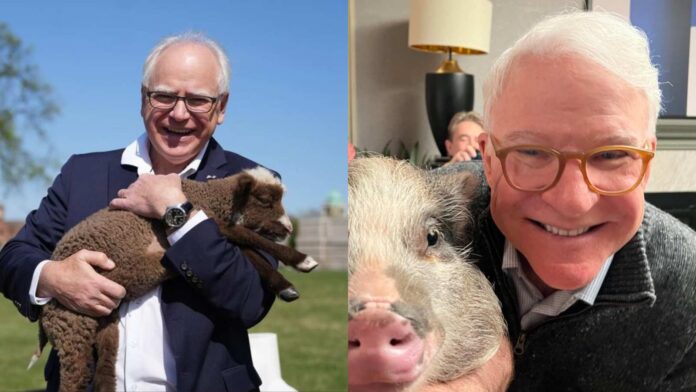 Tim Walz and Steve Martin (Image: Instagram @mngovernor @stevemartinreally)