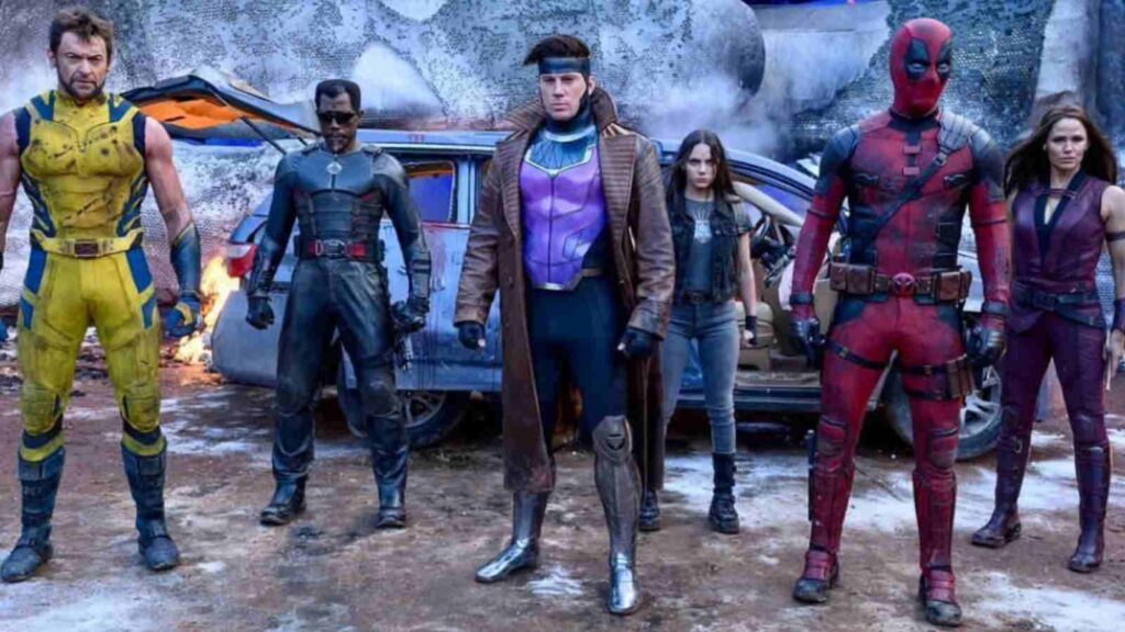 (L to R) Wolverine, Blade, The Gambit, Laura or X-23, Deadpool, and Elektra in Deadpool and Wolverine (Image: Marvel)