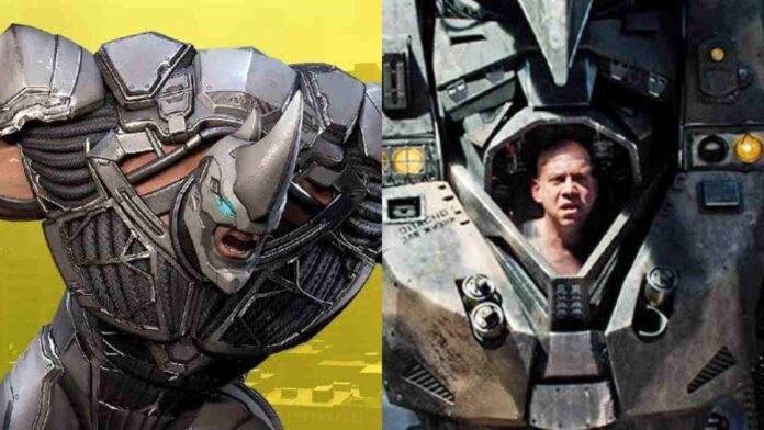 (L) Rhino in the comics and (R) Paul Giamatti as Rhino in The Amazing Spider-Man 2 (Image: Sony)