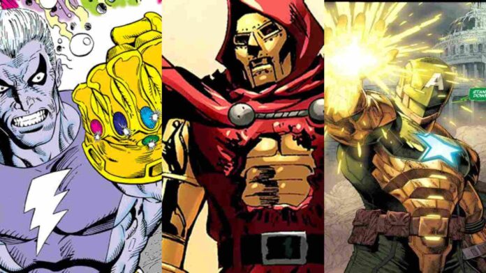 (L to R) The Magus, Dr Doom Iron Man, and Hydra Supreme Captain Ameirca (Image: Marvel)