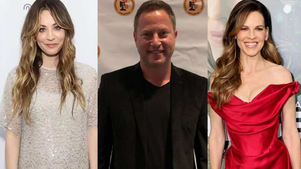 (From L-R) Kaley Cuoco, David Lipper, Hilary Swank (Image: Instagram @/kaleycuoco, @/davidlipper and @/hilaryswank)