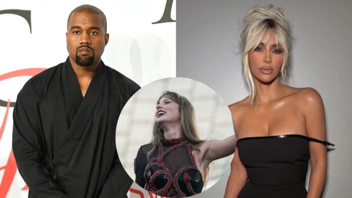 (From L-R) Kanye West, Taylor Swift and Kim Kardashian (Image: AP Images, Instagram @/taylorswift and @/kimkardashian)