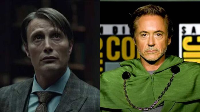 (L) Mads Mikkelsen as Hannibal and (R) Robert downey Jr as Dr. Doom (Image: Amazon, Marvel)