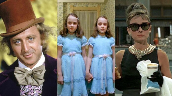 (L) to (R) Still from 'Willy Wonka & the chocolate Factory', 'The Shining', 'Breakfast at Tiffany' (Image: Prime Video)