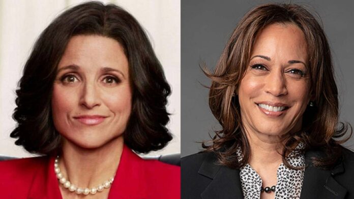 Julia Louis-Dreyfus and Kamala Harris (Image: HBO and The New York Times)